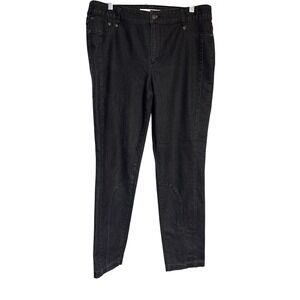 Chicos Platinum Denim Jeans‎ Size 2.55 Black Wash Riding Zip Ankle Womens